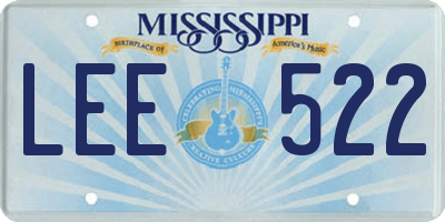 MS license plate LEE522