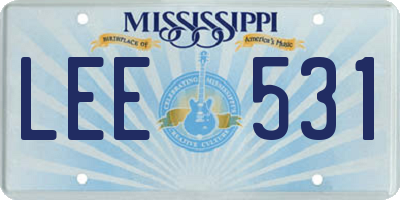 MS license plate LEE531