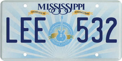 MS license plate LEE532