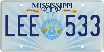 MS license plate LEE533