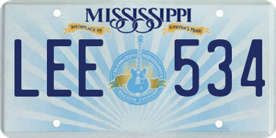 MS license plate LEE534