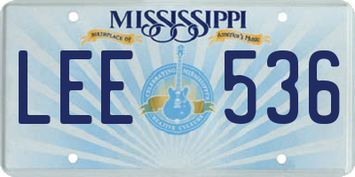 MS license plate LEE536