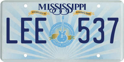 MS license plate LEE537