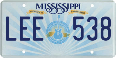 MS license plate LEE538