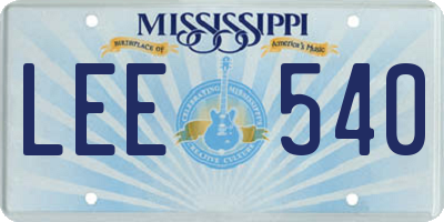 MS license plate LEE540