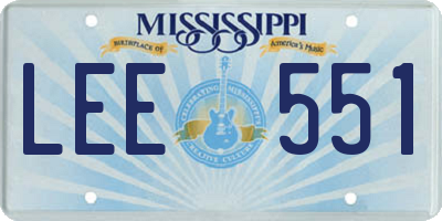MS license plate LEE551
