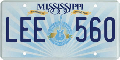 MS license plate LEE560