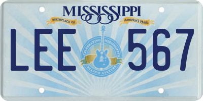 MS license plate LEE567