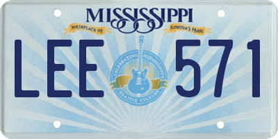 MS license plate LEE571