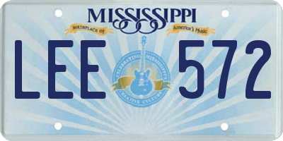 MS license plate LEE572