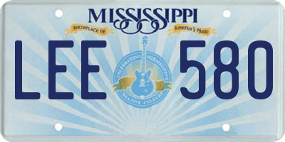 MS license plate LEE580