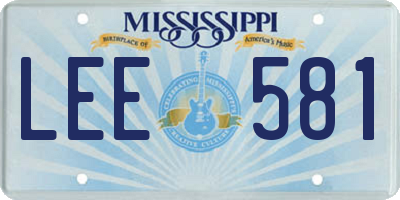 MS license plate LEE581