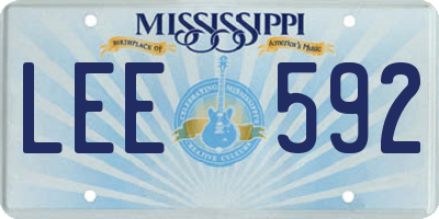 MS license plate LEE592