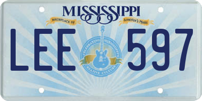 MS license plate LEE597