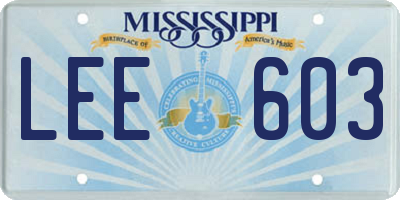 MS license plate LEE603