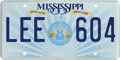MS license plate LEE604