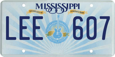 MS license plate LEE607