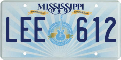 MS license plate LEE612