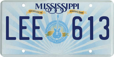 MS license plate LEE613