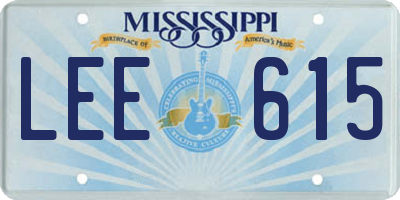MS license plate LEE615