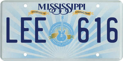 MS license plate LEE616