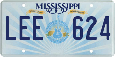 MS license plate LEE624
