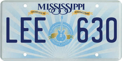 MS license plate LEE630
