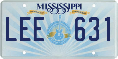 MS license plate LEE631