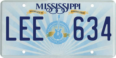 MS license plate LEE634