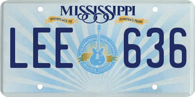 MS license plate LEE636
