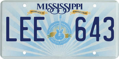 MS license plate LEE643