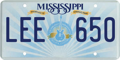 MS license plate LEE650