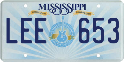 MS license plate LEE653