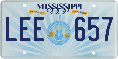 MS license plate LEE657