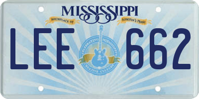 MS license plate LEE662