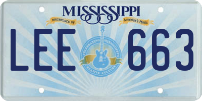 MS license plate LEE663