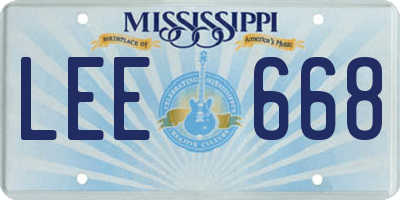 MS license plate LEE668