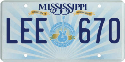 MS license plate LEE670