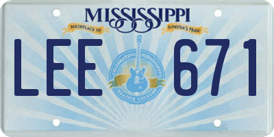MS license plate LEE671