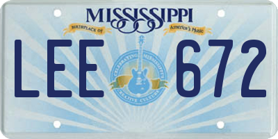 MS license plate LEE672