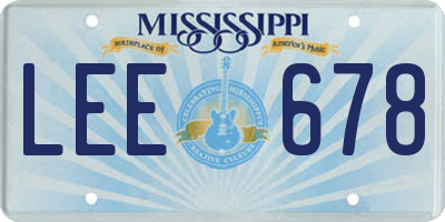 MS license plate LEE678