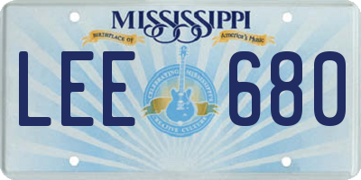 MS license plate LEE680