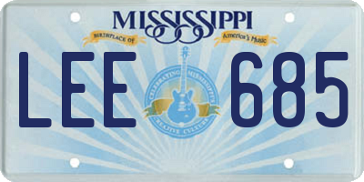 MS license plate LEE685