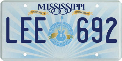 MS license plate LEE692
