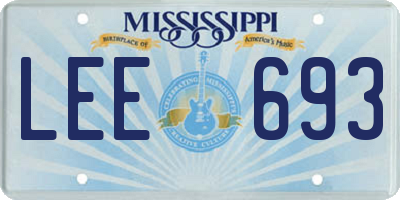 MS license plate LEE693