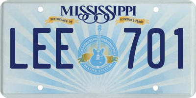 MS license plate LEE701