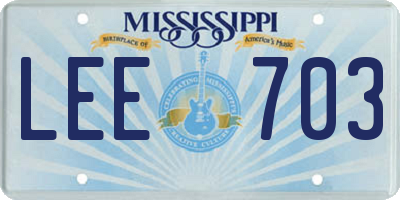 MS license plate LEE703