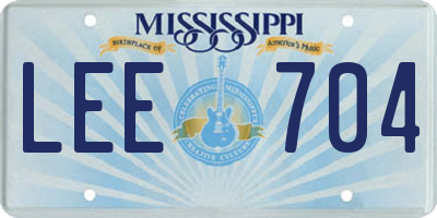 MS license plate LEE704