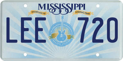MS license plate LEE720