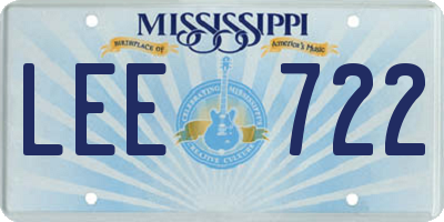 MS license plate LEE722